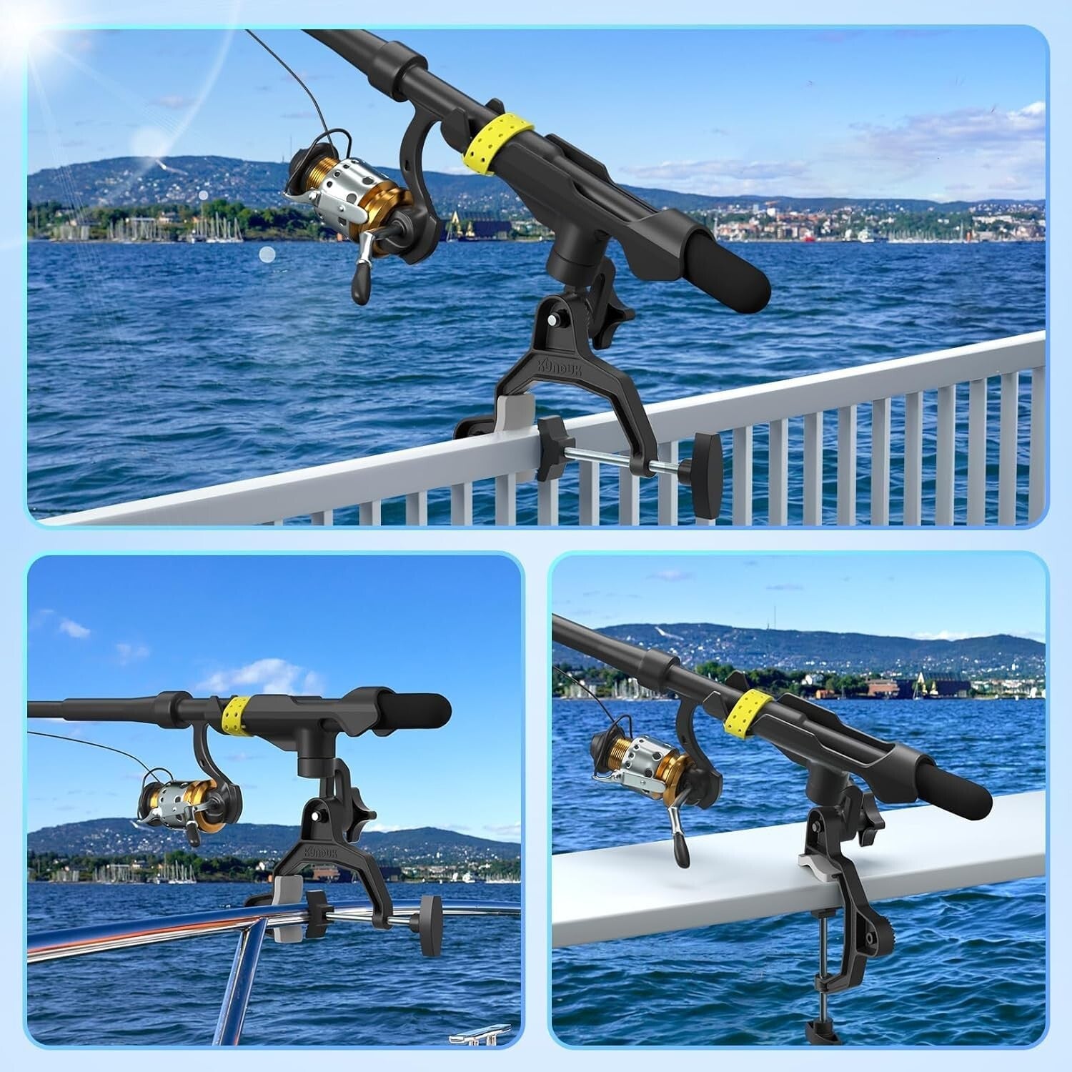 Upgraded Fishing Rod Holder with Effortless 360° Dual Rotation & Secure Grip