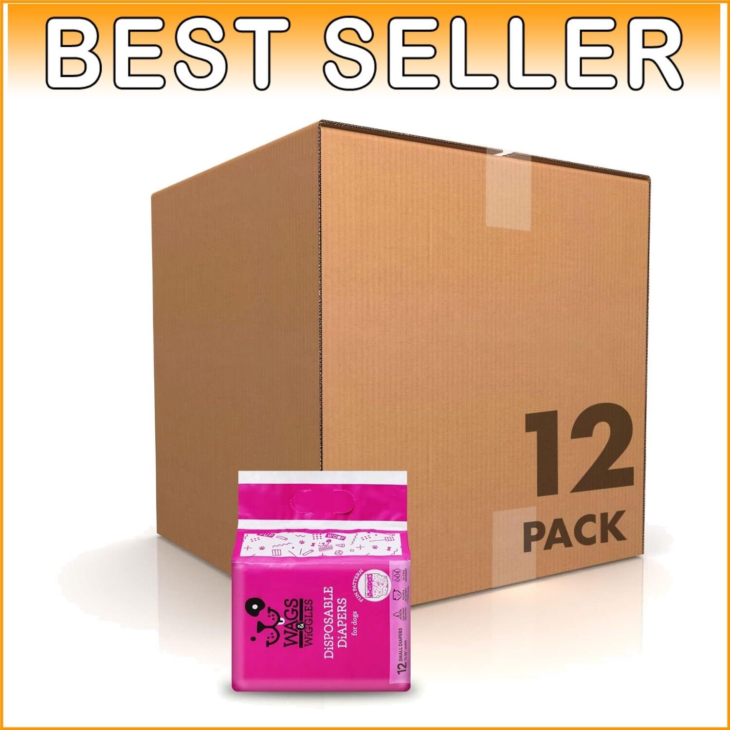 Ultra-Absorbent Disposable Dog Diapers for Female Dogs - 144 Count, Small Size