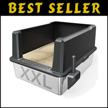 Load image into Gallery viewer, Covered XXL Cat Litter Box - Stainless Steel with High Sides for Leak Protection