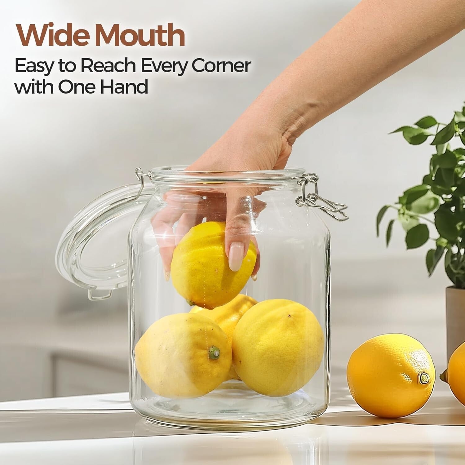 Versatile 86 oz Glass Storage Jars with Airtight Lid - Ideal for Kitchen Use