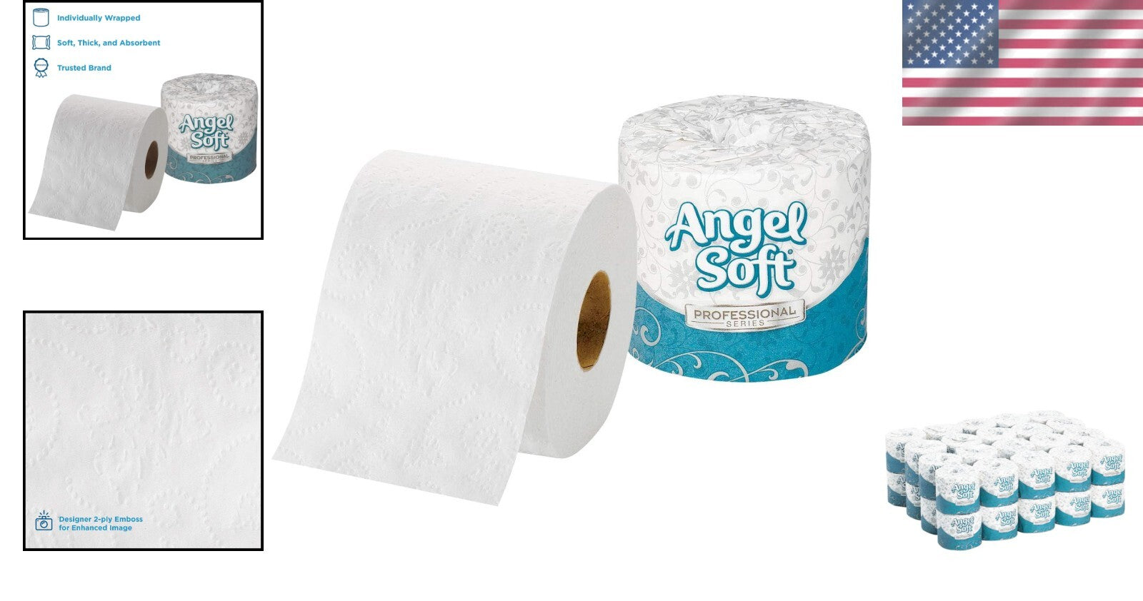 Angel Soft Professional 2-Ply Toilet Paper Pack of 40 Rolls, Soft & Sustainable