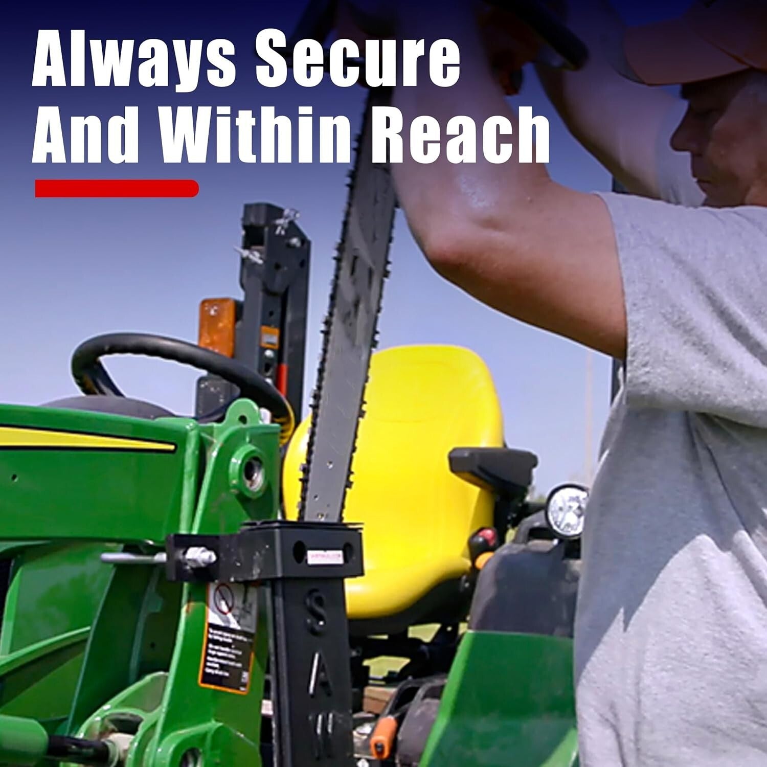 Easy Install 28-Inch Chainsaw Carrier for Tractors - Compatible with All Brands