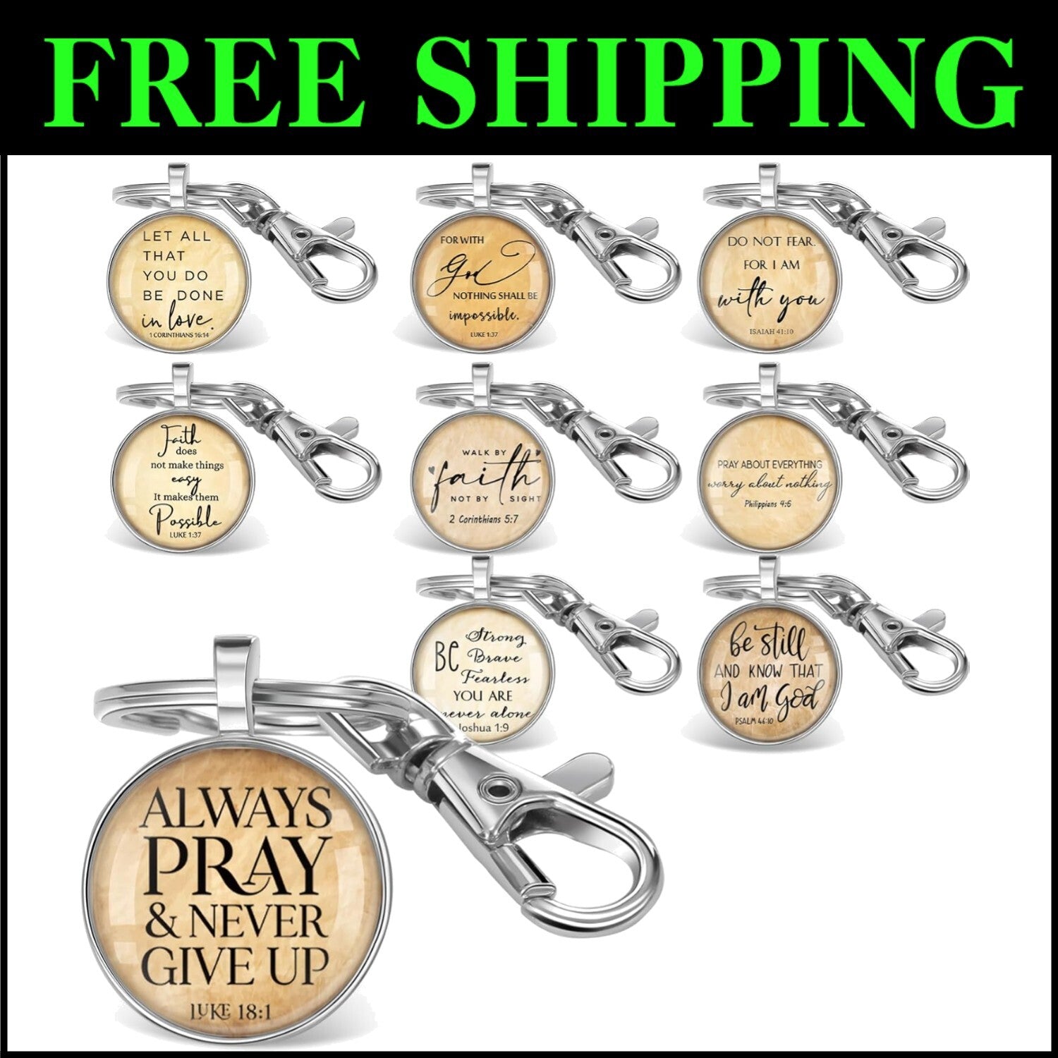 54-Piece Christian Keychain Set with Bible Verses - Inspirational Gifts for All