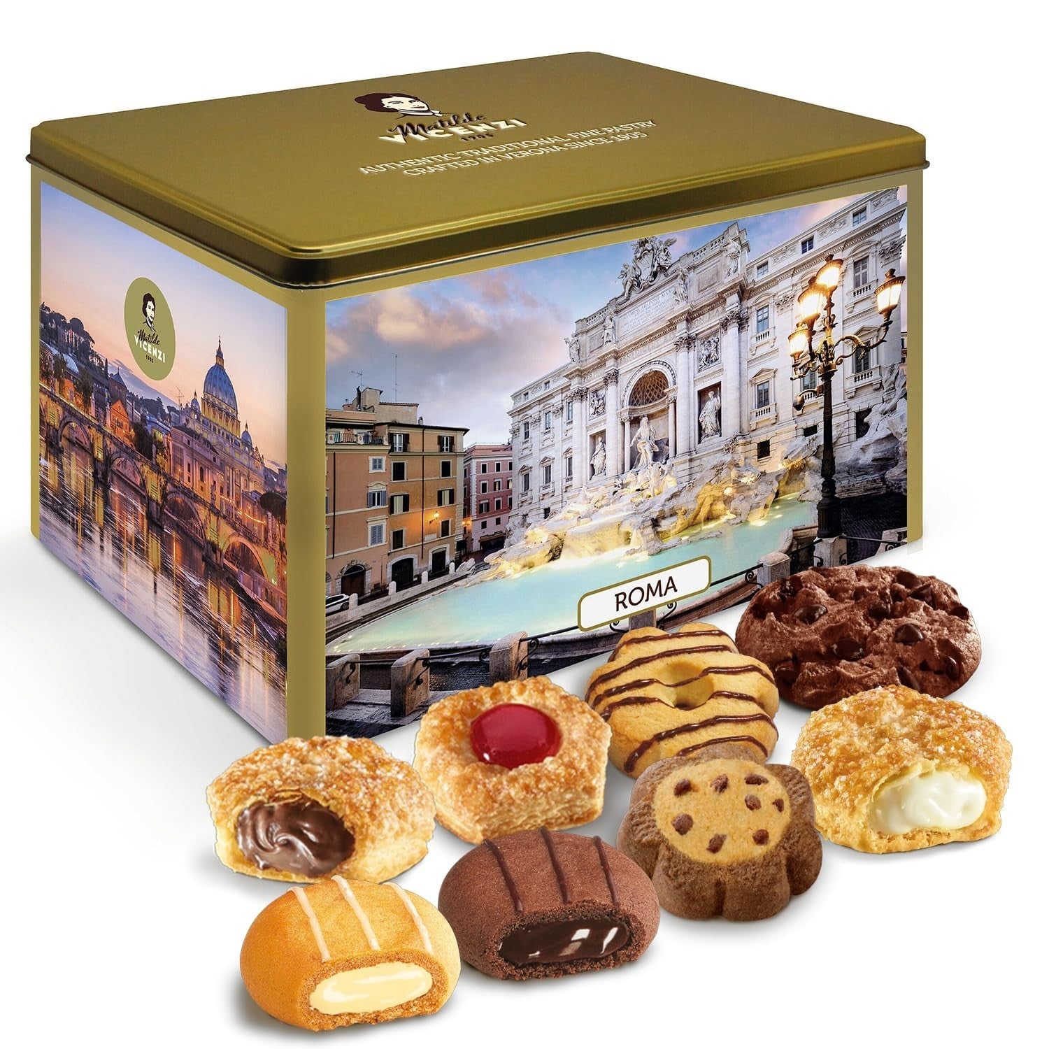 Charming Roma Cookie Gift Tin with Assorted Pastries - Perfect for Any Occasion