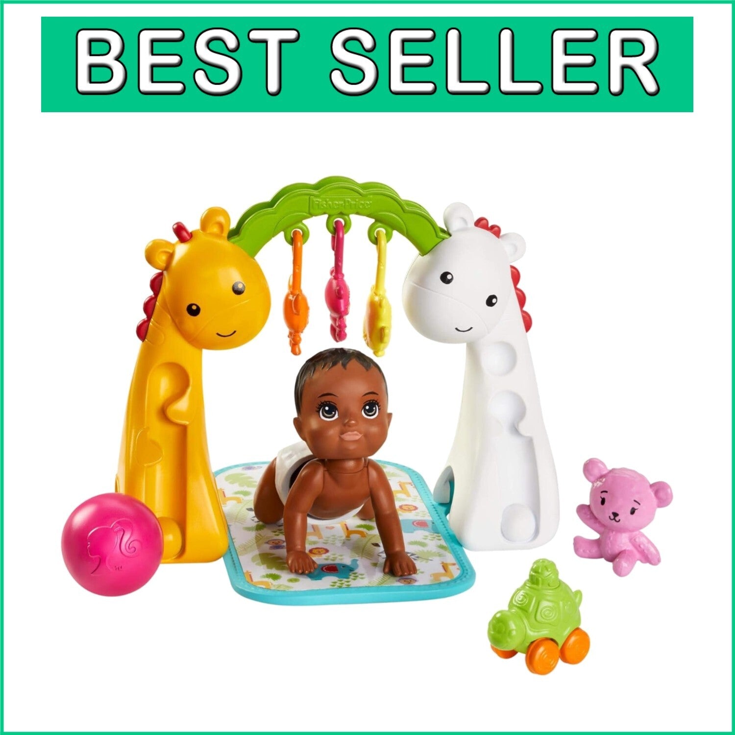 Bobbling Baby Doll & Floor Gym Playset - Encourages Creativity & Crawling