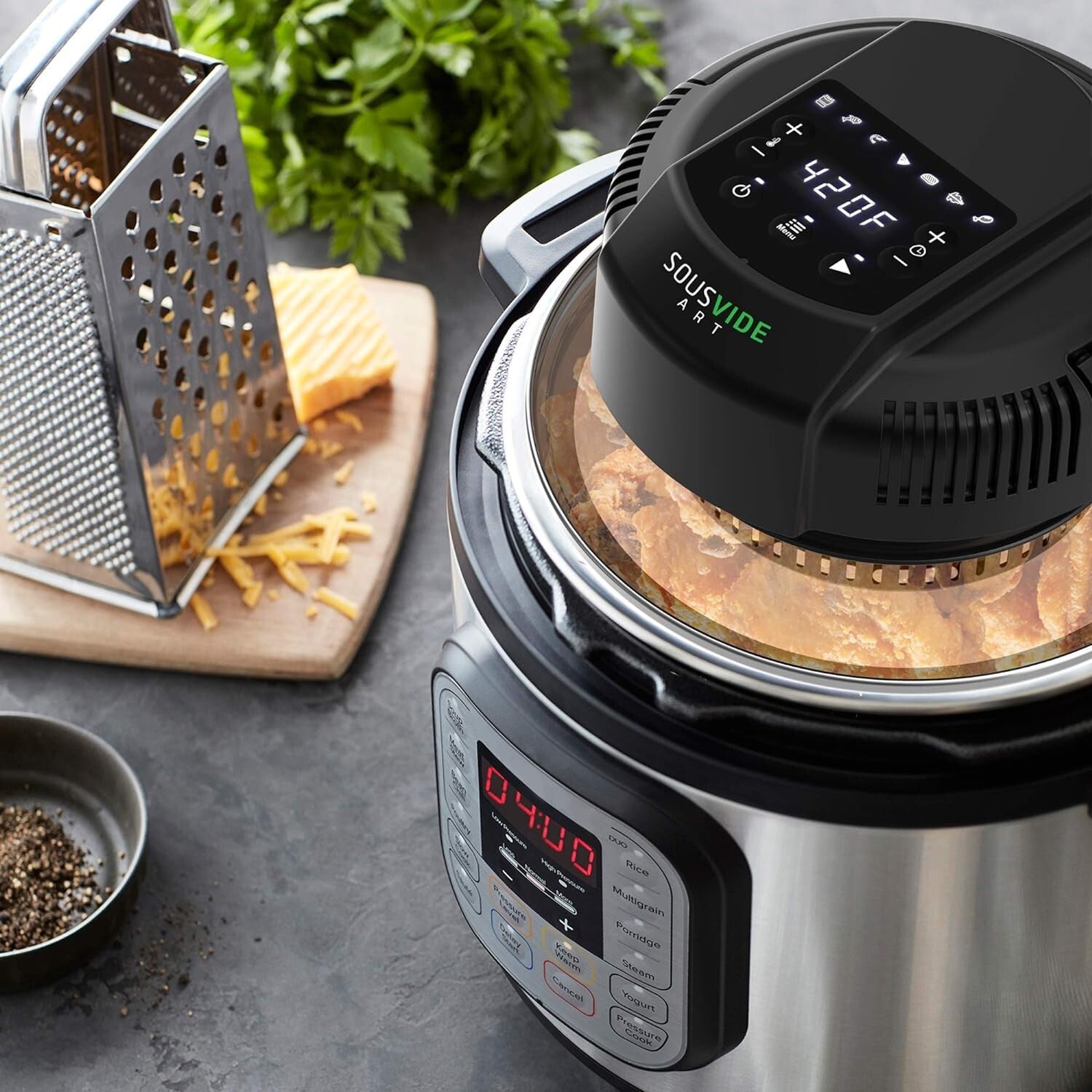 Instant Pot Air Fryer Attachment – 8 qt Lid with 7 Cooking Modes & Accessories