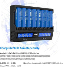 Load image into Gallery viewer, 8-Bay 21700 &amp; 18650 Smart Battery Charger with LCD Display - Fast 1A*8 Charging