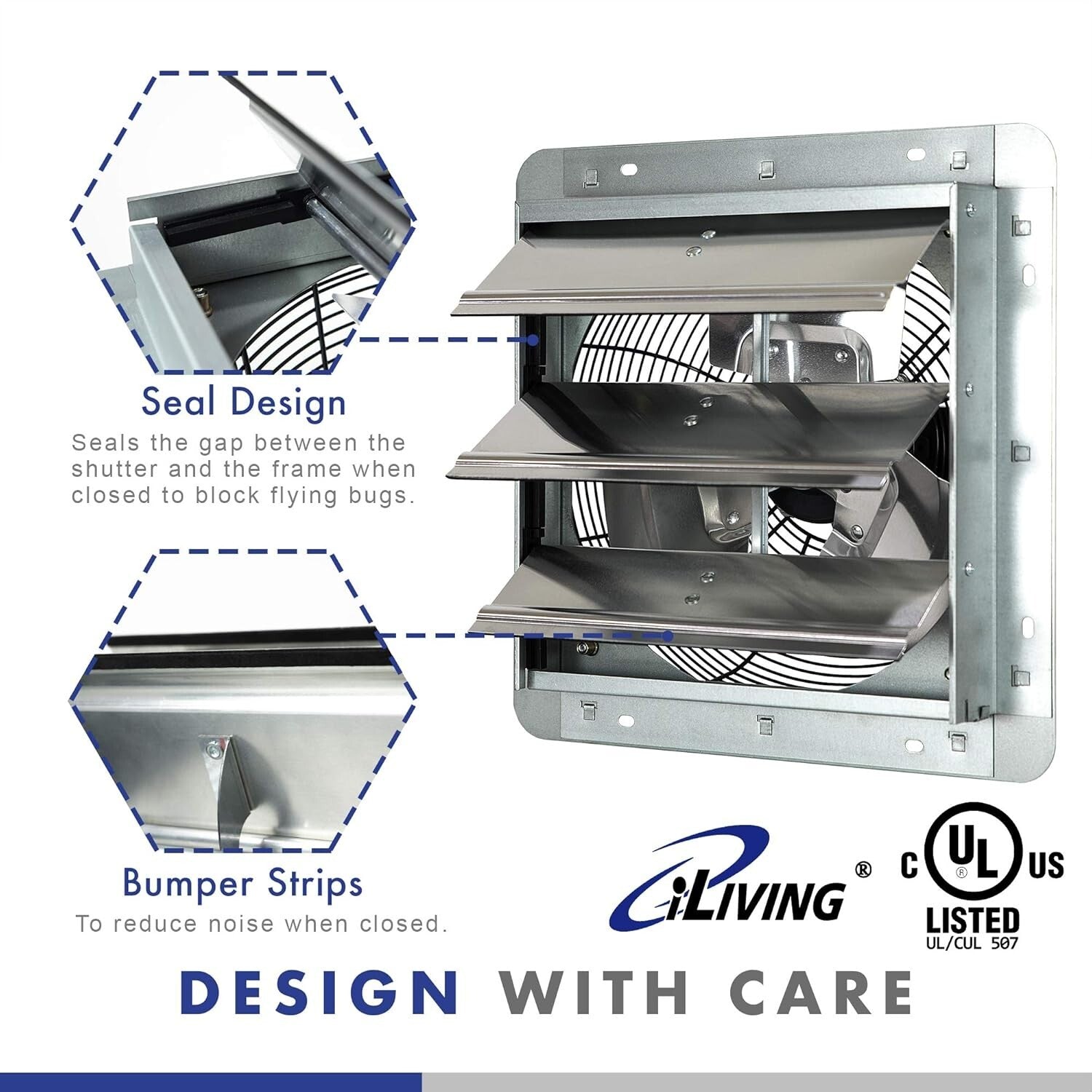 High Efficiency 960 CFM Wall Mounted Exhaust Fan with Thermostat & Speed Control