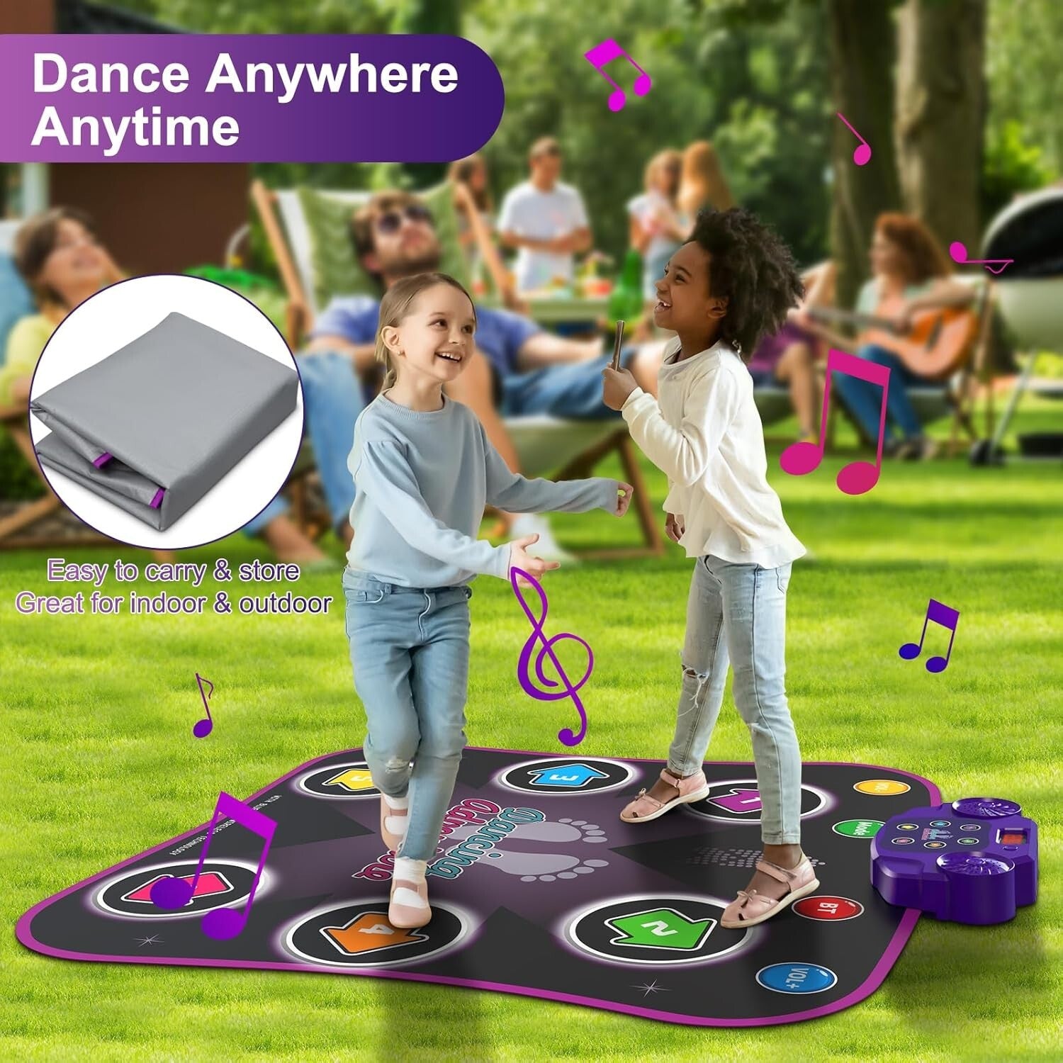 Non-Slip Dance Mat for Kids 3-12 - Boost Coordination & Fun with Bluetooth!