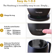 Load image into Gallery viewer, Self-Heating Temperature-Controlled Coffee Mug - 14 oz. Black Ceramic Elegance