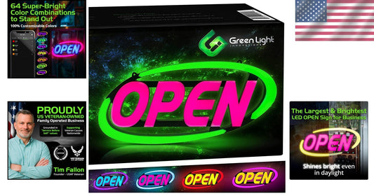 Compact 15x32 LED Open Sign - Customizable Color Functionality for Businesses