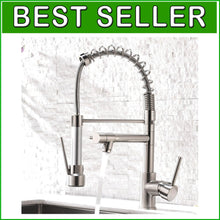 Load image into Gallery viewer, Modern Brushed Nickel Kitchen Sink Faucet with Pull-Down Sprayer &amp; Swivel Spout