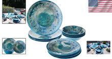 Load image into Gallery viewer, 12-piece Dishwasher Safe Dinnerware Set – Vibrant Coastal Melamine Dishes