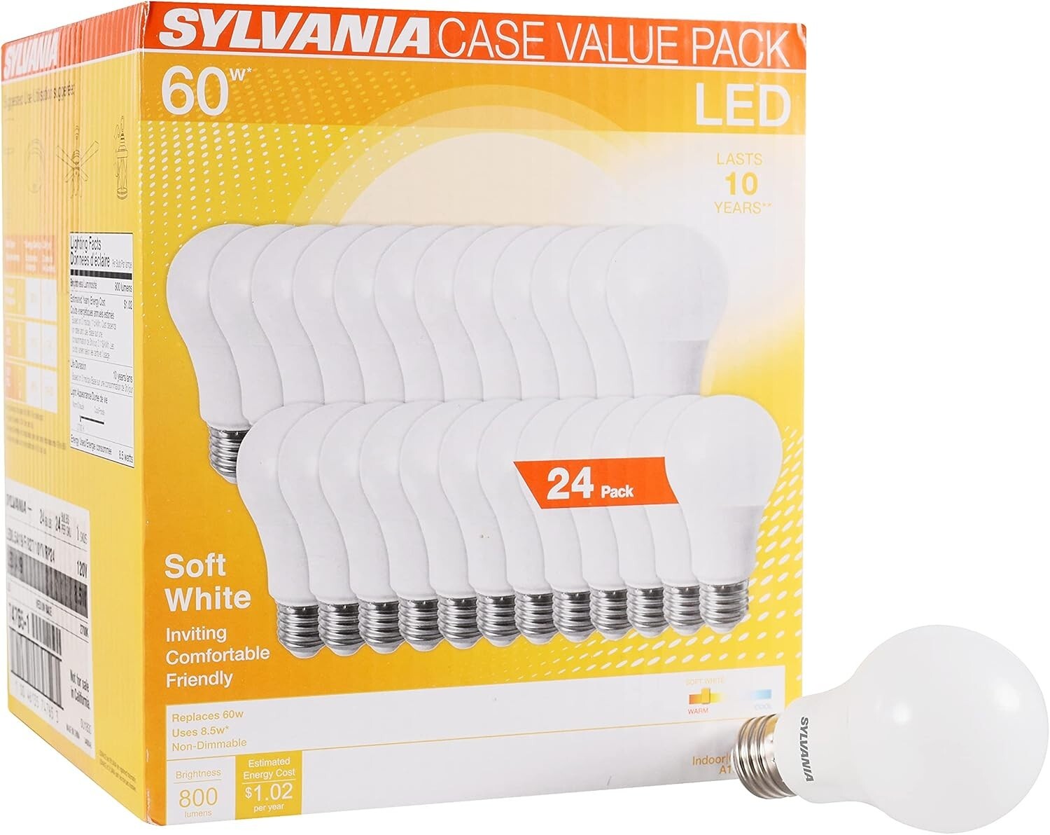 Energy-Saving 8.5W A19 LED Bulbs - 60W Equivalent, 11,000 Hours, Frosted Finish