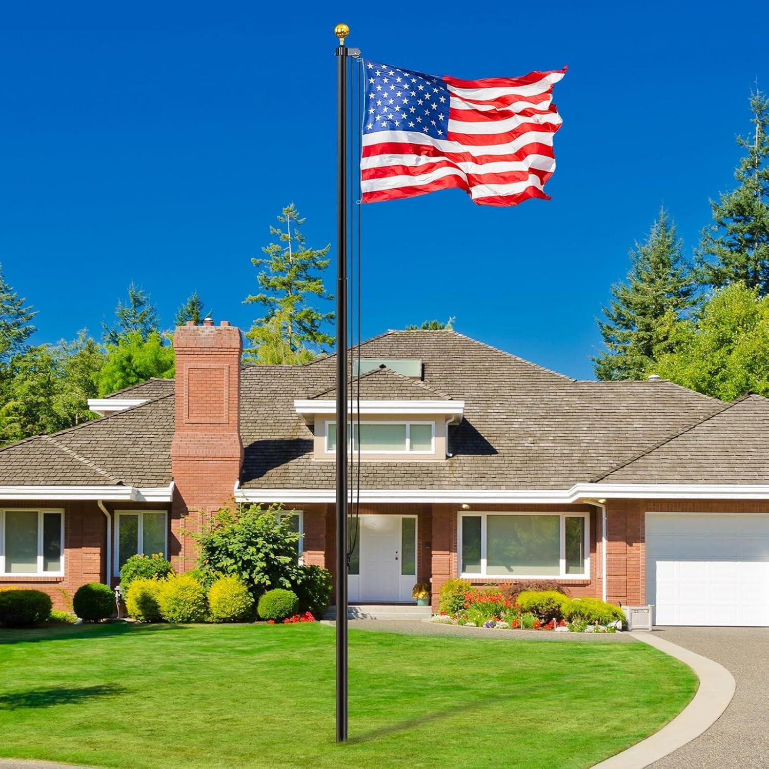 Durable 20FT Flag Pole Kit with 3x5 American Flag – Heavy Duty & Rust Resistant
