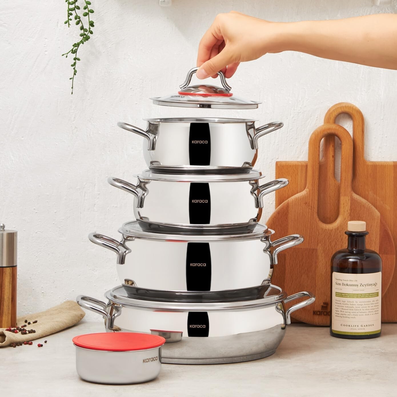 Durable 10-Piece Stainless Steel Cookware Set - Pot, Deep Pot, Casserole & More