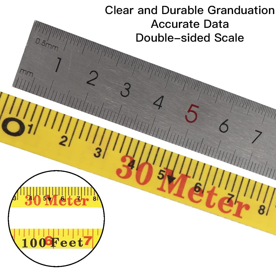 330-Foot Fiberglass Tape Measure - Dual Scale, Impact-Resistant Bright Yellow