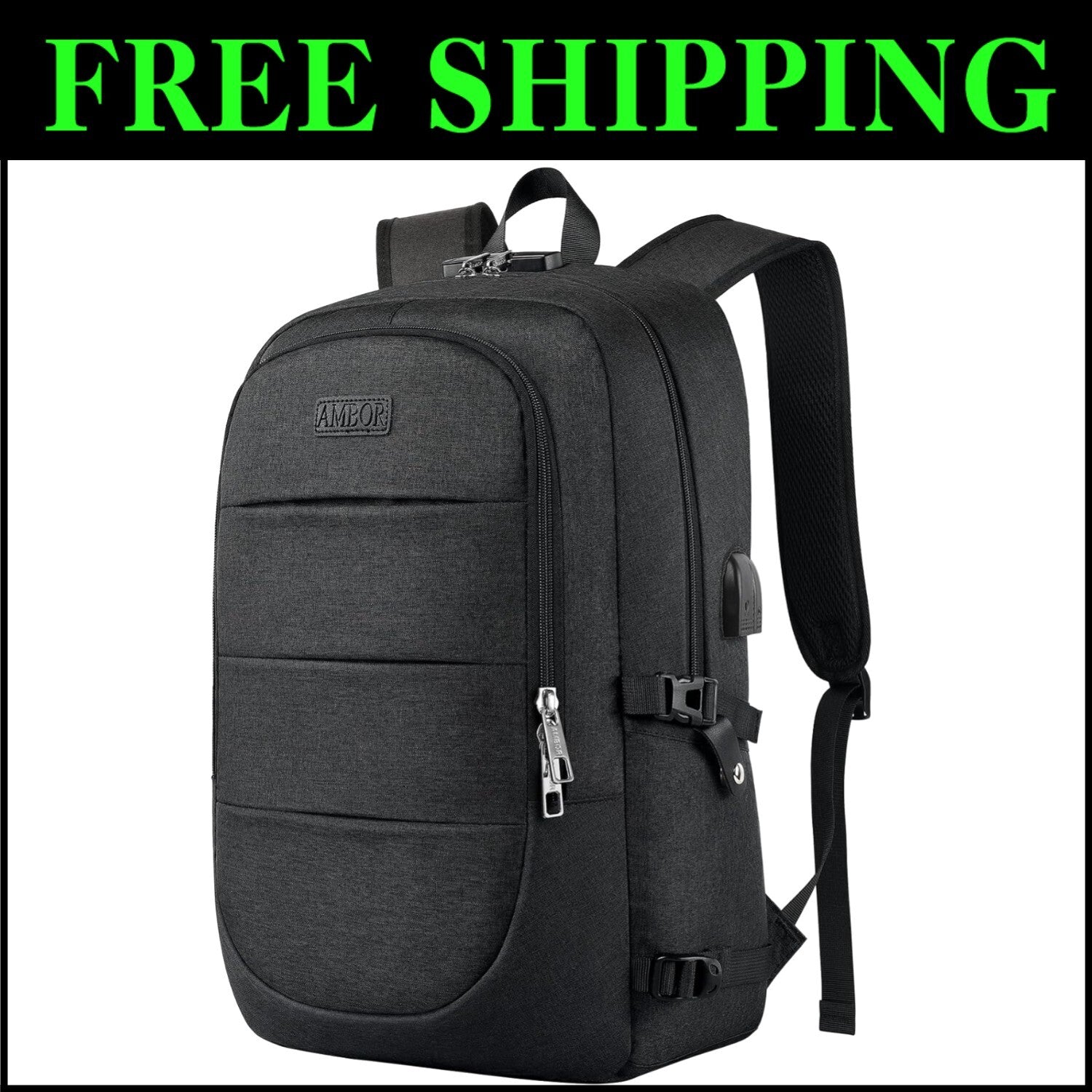 Lightweight 18.4" Business Backpack with Headphone Jack & Anti-Theft Design