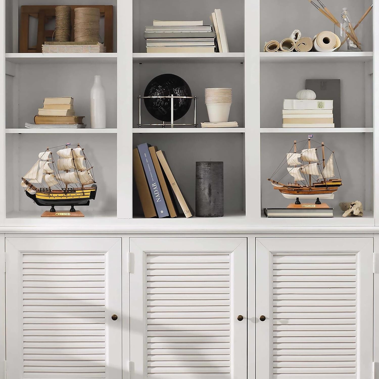 Fully Assembled Mayflower & Victory Model Ships - Nautical Decor Set (2 Pack)