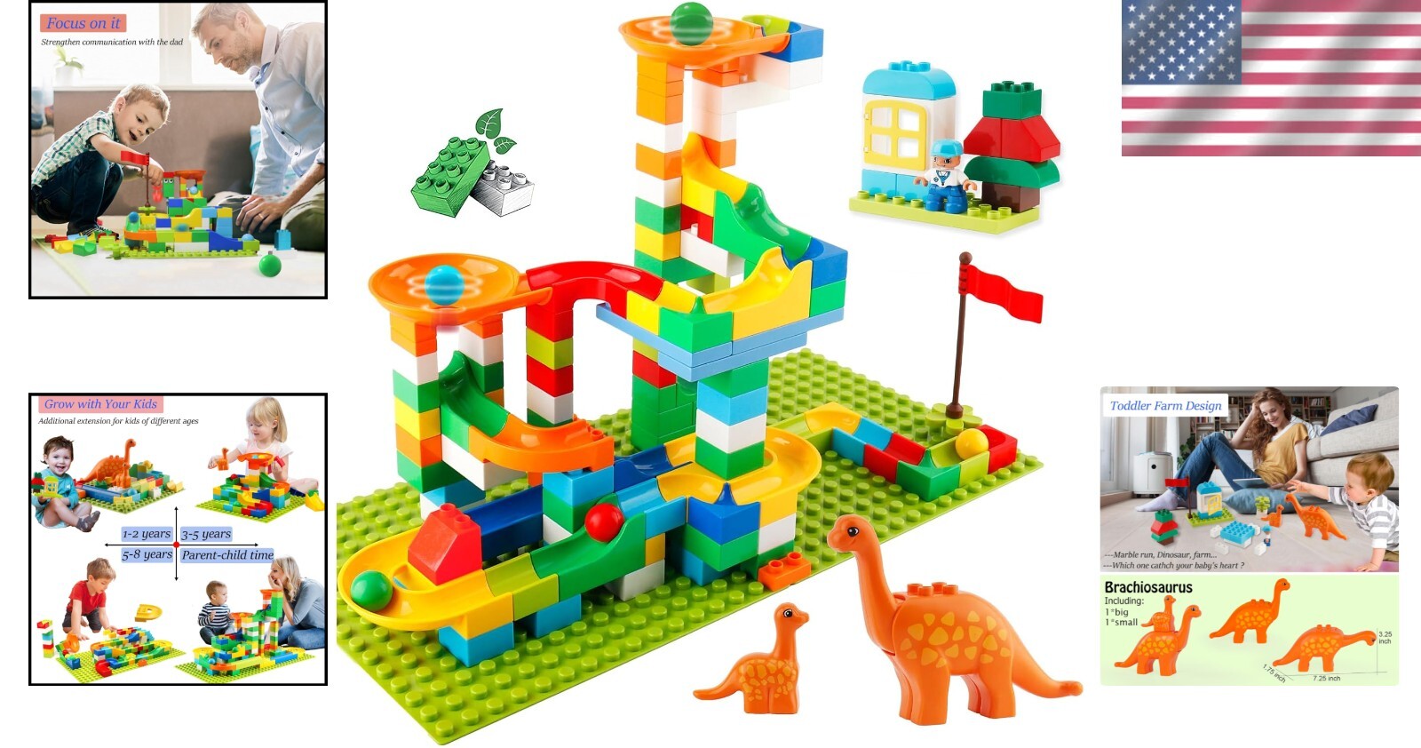 Eco-Friendly 145 PCS Marble Run Blocks Set - Perfect Educational Gift for Kids