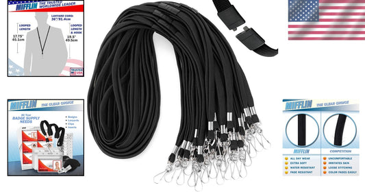 Flat Breakaway Safety Lanyards 100-Pack - Lightweight & Neck-Friendly, 36-Inch