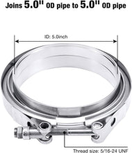 Load image into Gallery viewer, Versatile 5.0 Inch Stainless Steel Flange with High Tensile V-Band Clamp