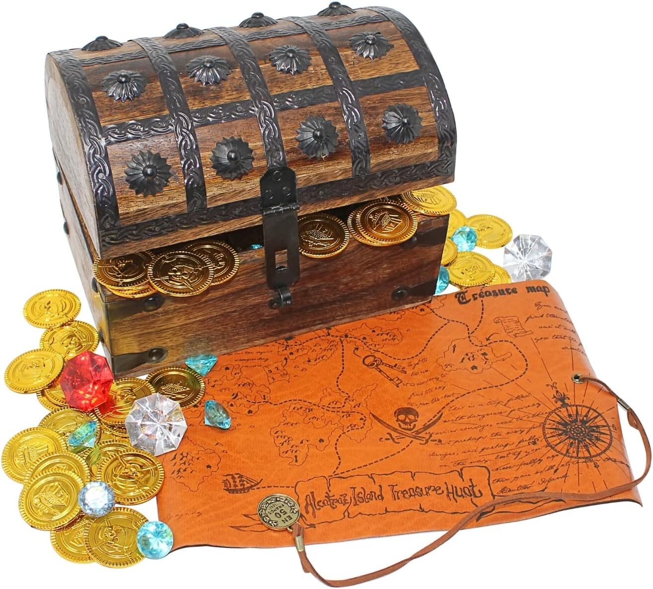 Ultimate Pirate Adventure Chest: Treasure Box with Coins & Map - 6 Pounds