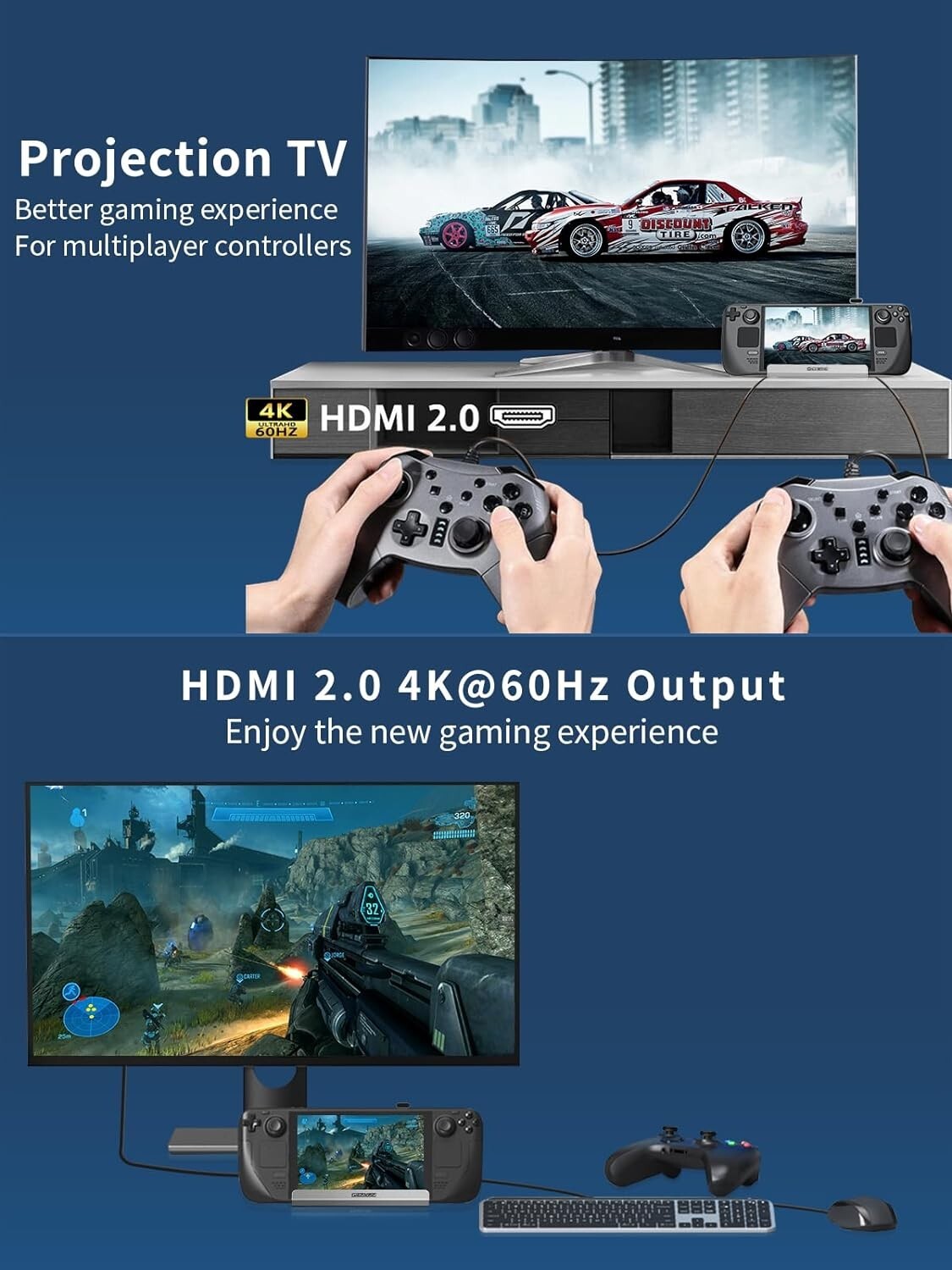 Stylish Silver 10-in-1 Docking Station with Dual Cooling for Steam Deck & More