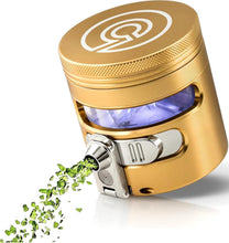 Load image into Gallery viewer, Premium Gold Aluminum Manual Grinder with Vibrational Dispenser - Effortless Use
