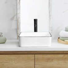 Load image into Gallery viewer, Stylish Above-Counter 16'' x 12'' Ceramic Sink with Black Trim - Modern Design