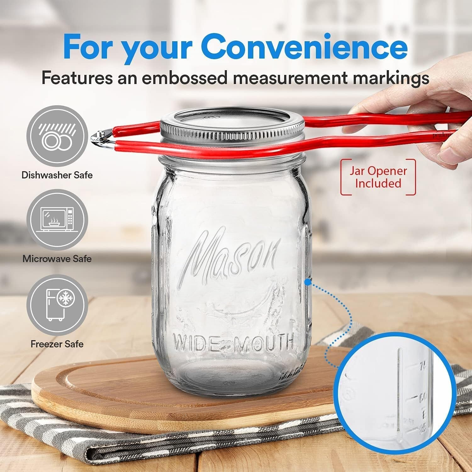 12-Pack Wide Mouth 32 oz Mason Jars - Airtight Seal for Canning & DIY Projects