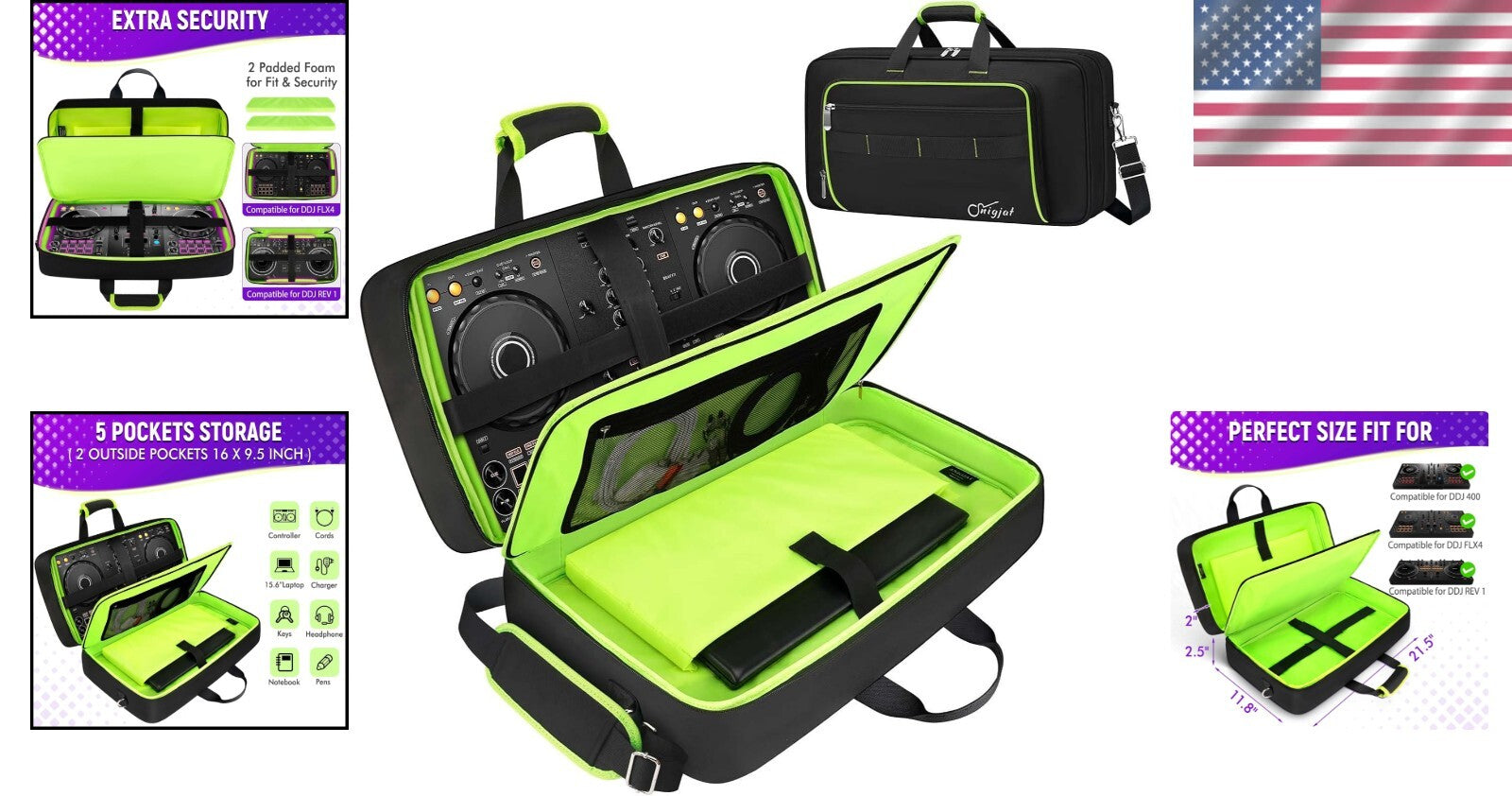 Elegant DJ Controller Case with 5 Pockets for Optimal Organization - 21.5"x11.8"