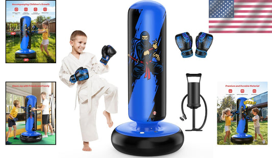Stable Kids Inflatable Punching Bag with Gloves - Perfect for Martial Arts
