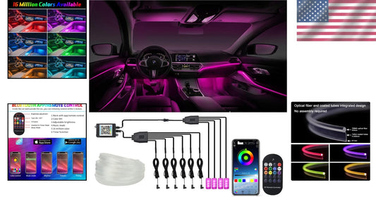 Waterproof Multicolor Car LED Ambiance Lights with Remote Control and Music Sync