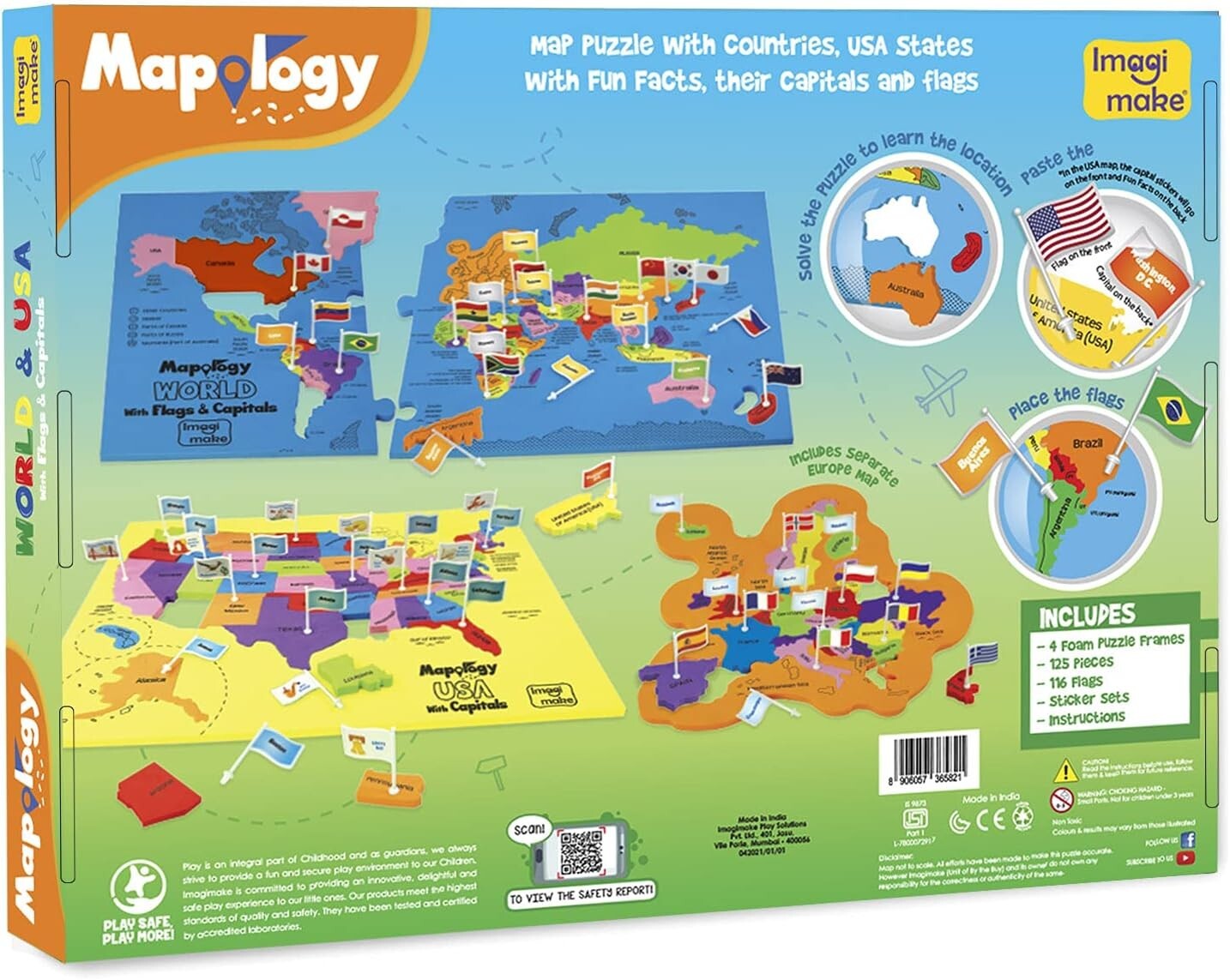 Educational Map Puzzle with Country-Shaped Pieces - Perfect Gift for Ages 5-13