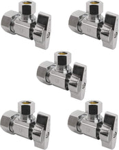 Load image into Gallery viewer, 1/4 Turn Chrome Plated Brass Shut Off Valve for Reliable Plumbing - 5 Pack