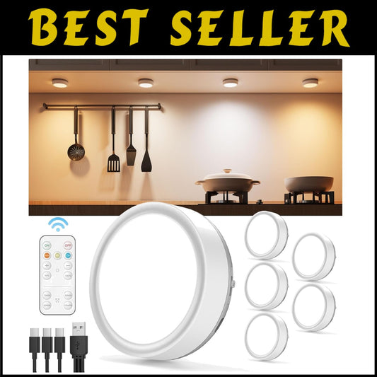 Energy-Efficient Remote-Controlled Puck Lights - USB Rechargeable & Easy Install