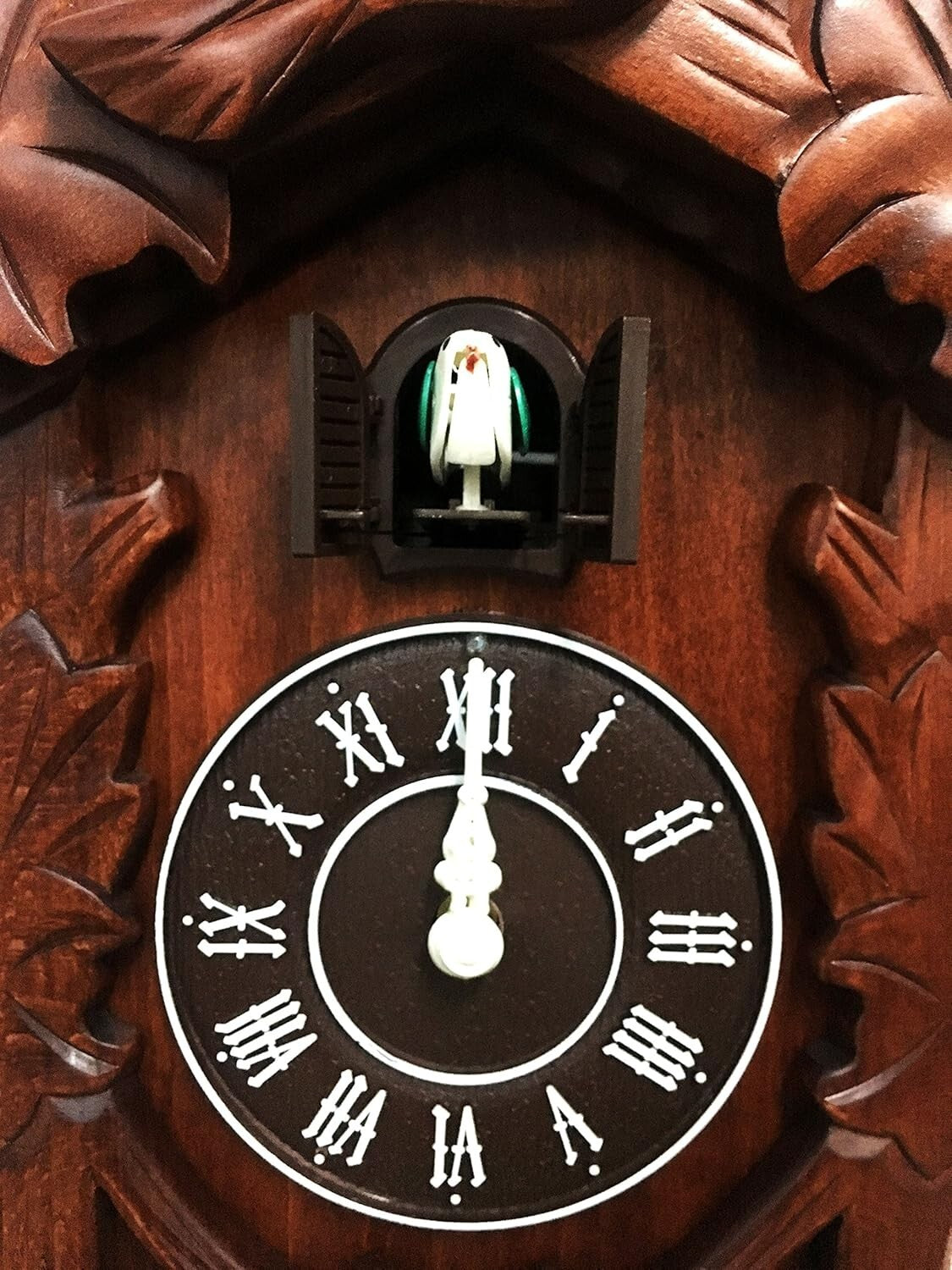 Authentic Hand-Carved Wooden Cuckoo Clock - Night Mode & Adjustable Volume