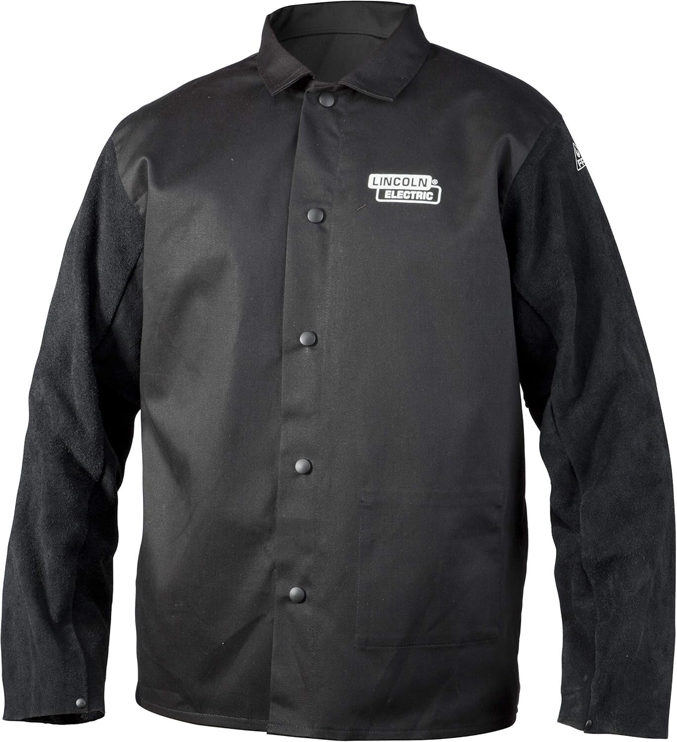Durable Unisex Leather Sleeved Welding Jacket - X-Large Black Flame-Resistant