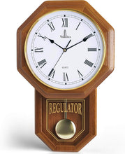 Load image into Gallery viewer, Battery-Operated Non-Chiming Wooden Pendulum Clock - 18" x 11" Classic Decor