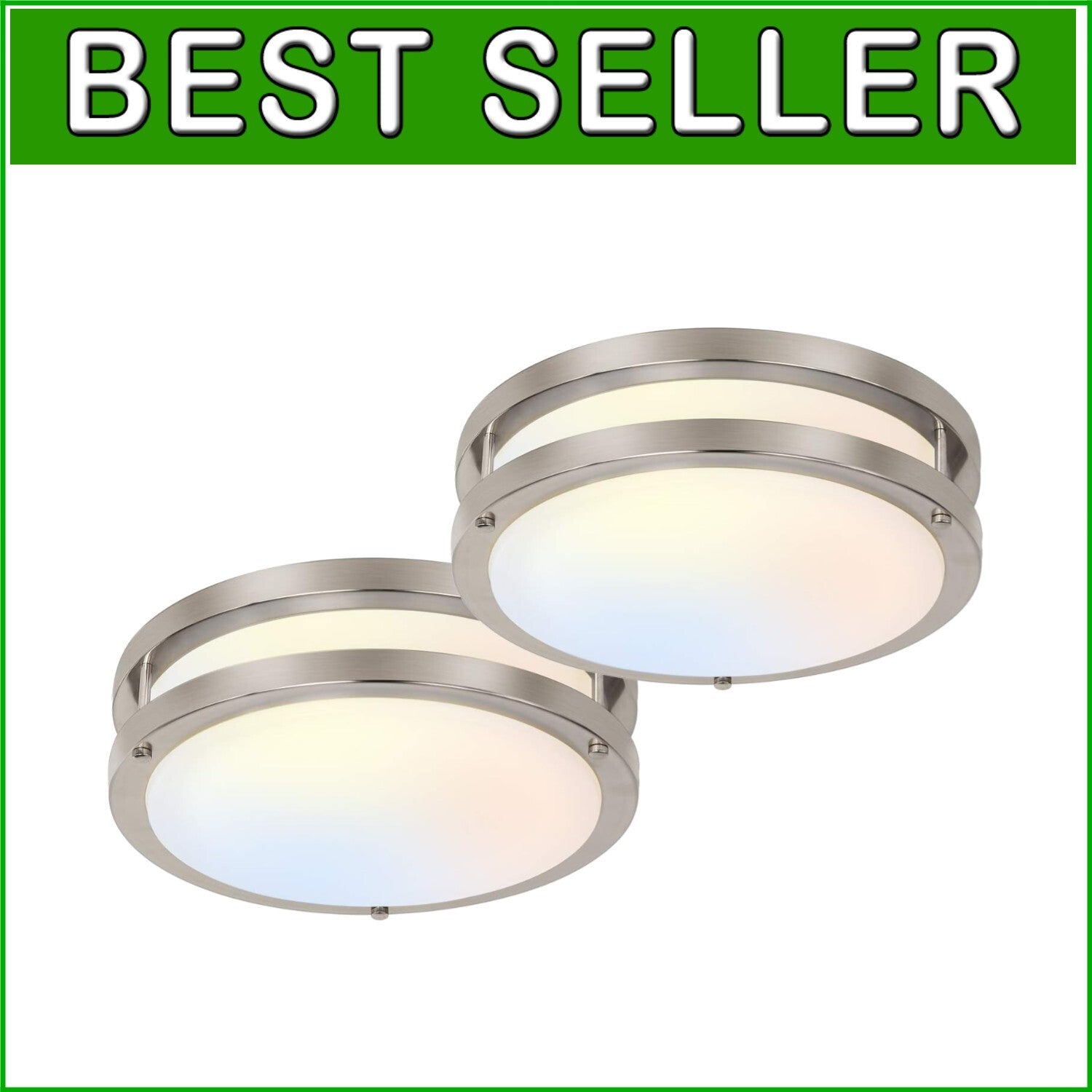 Energy-Efficient 2 Pack 13" Flush Mount Ceiling Lights with Dimming Feature