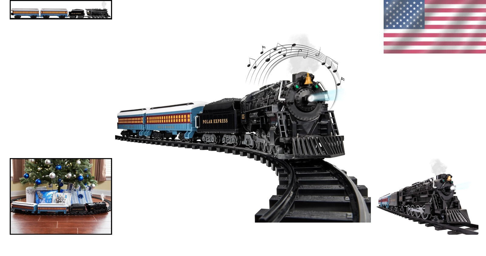 Deluxe Bluetooth Polar Express Toy Train with Smoke Effects & Tracks for Ages 4+
