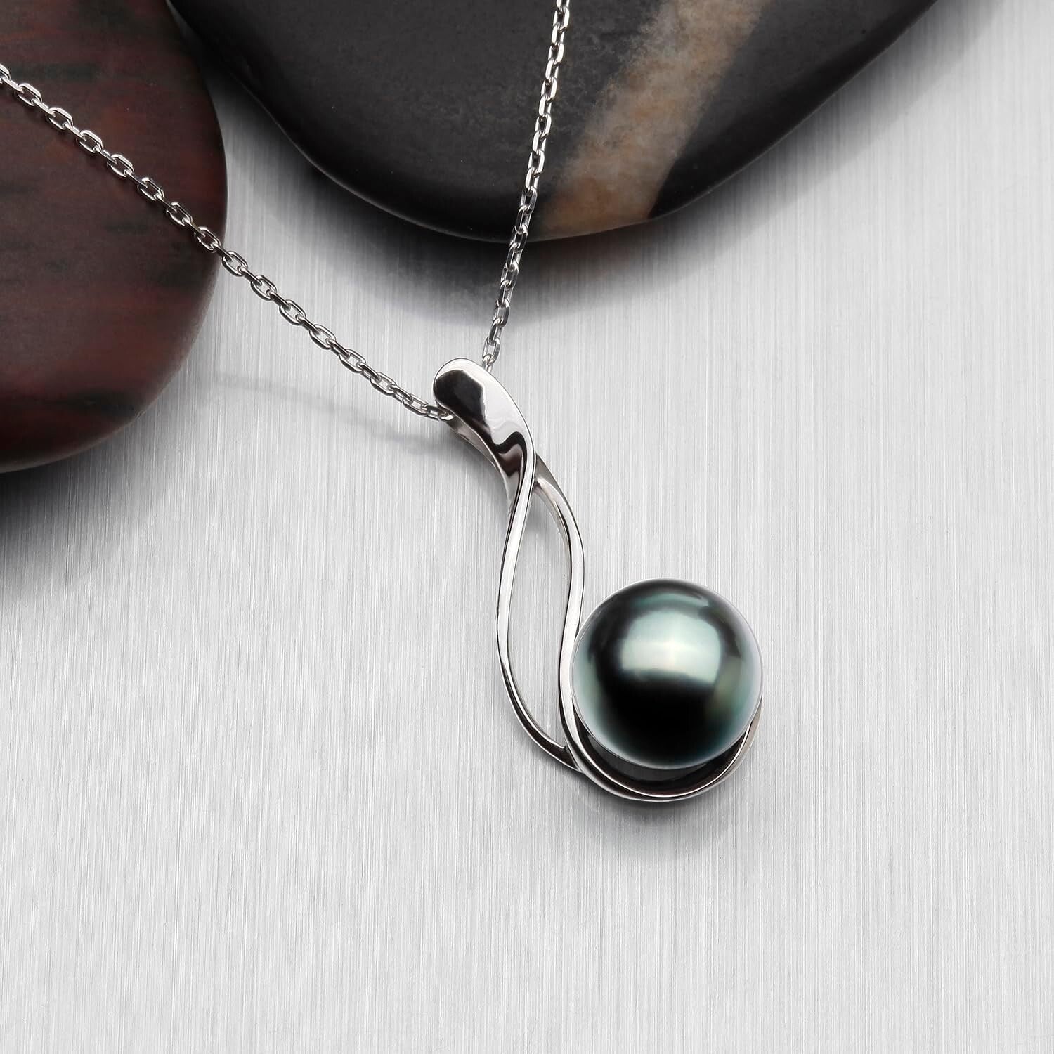 925 Sterling Silver Tahitian Black Pearl Pendant for Women - Timeless Gift