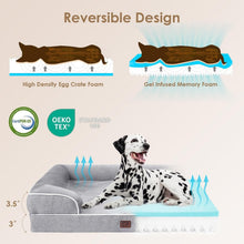 Load image into Gallery viewer, Extra Large Memory Foam Dog Couch with Non-Slip Base &amp; Washable Cover - Grey