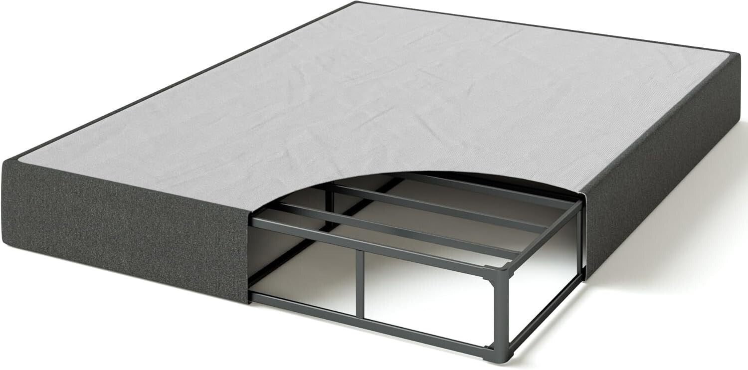 Quick Assembly Full Size 9-Inch Mattress Foundation - Durable Grey Steel Frame