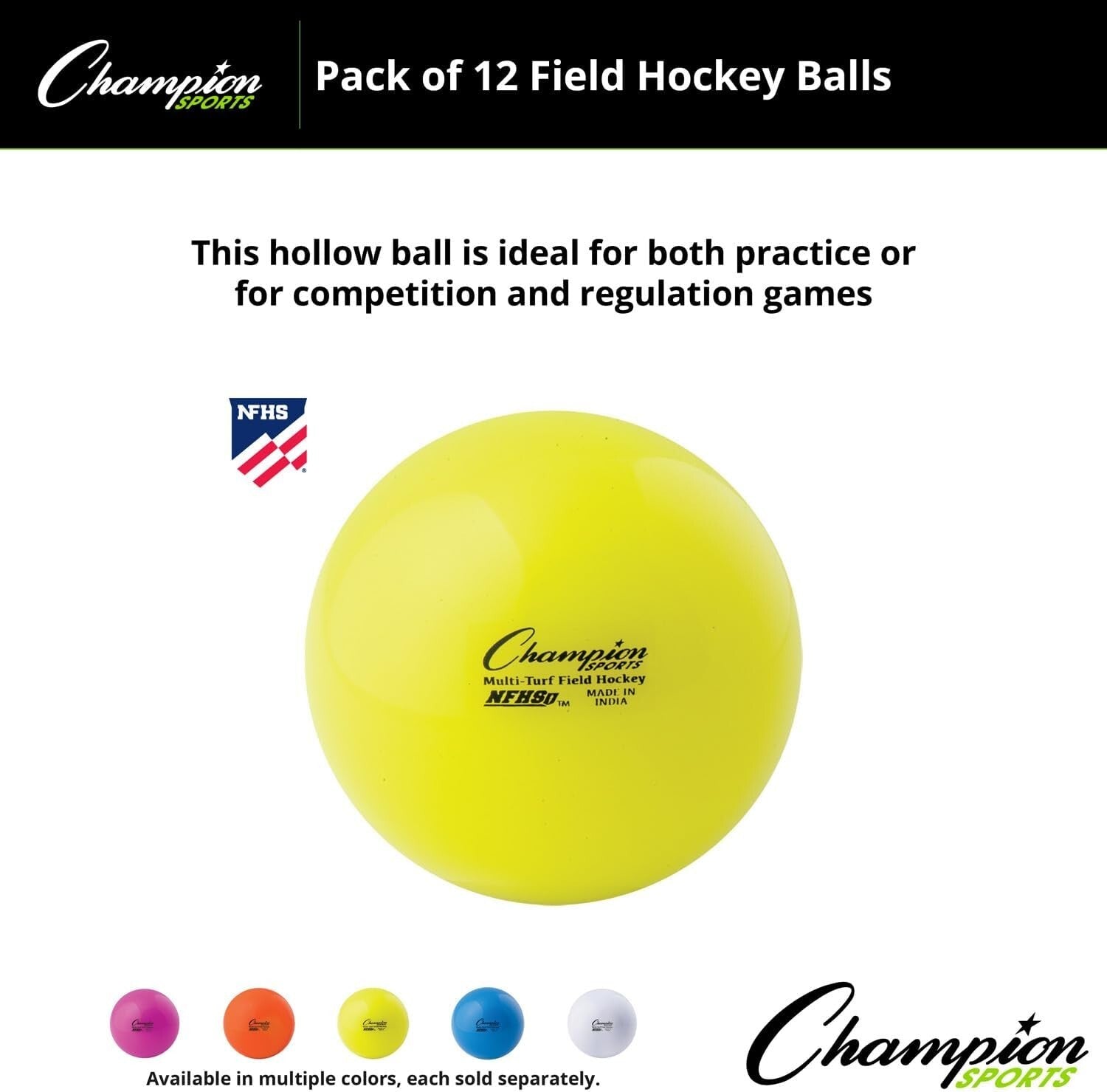 Field Hockey Balls for Competitive Play - 12-Pack, Perfect for Schools & Leagues
