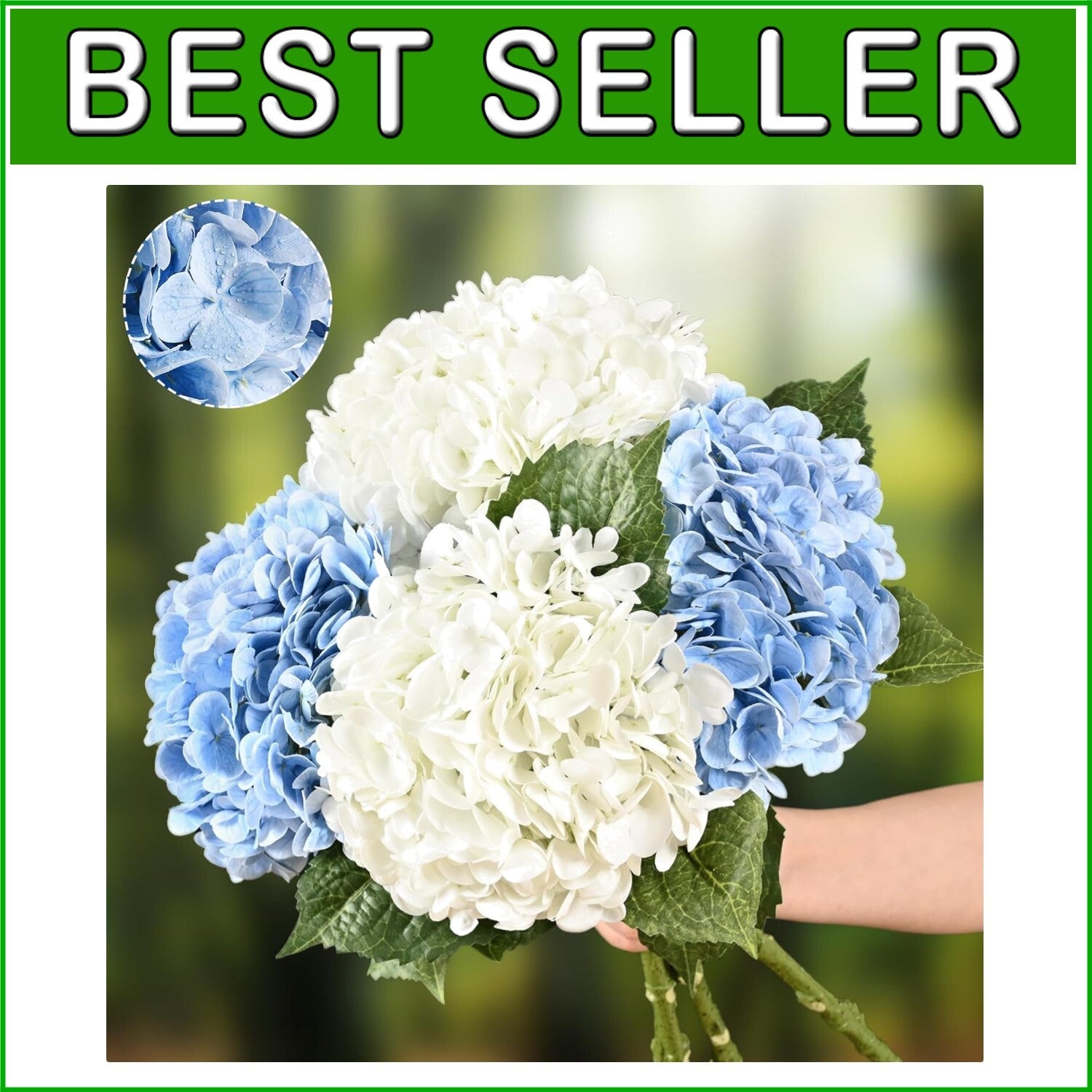Lifelike 21" Hydrangea Flowers - Soft Touch with Washable Petals, 4-Piece Set
