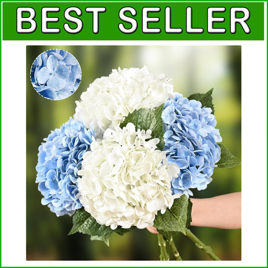 Lifelike 21" Hydrangea Flowers - Soft Touch with Washable Petals, 4-Piece Set
