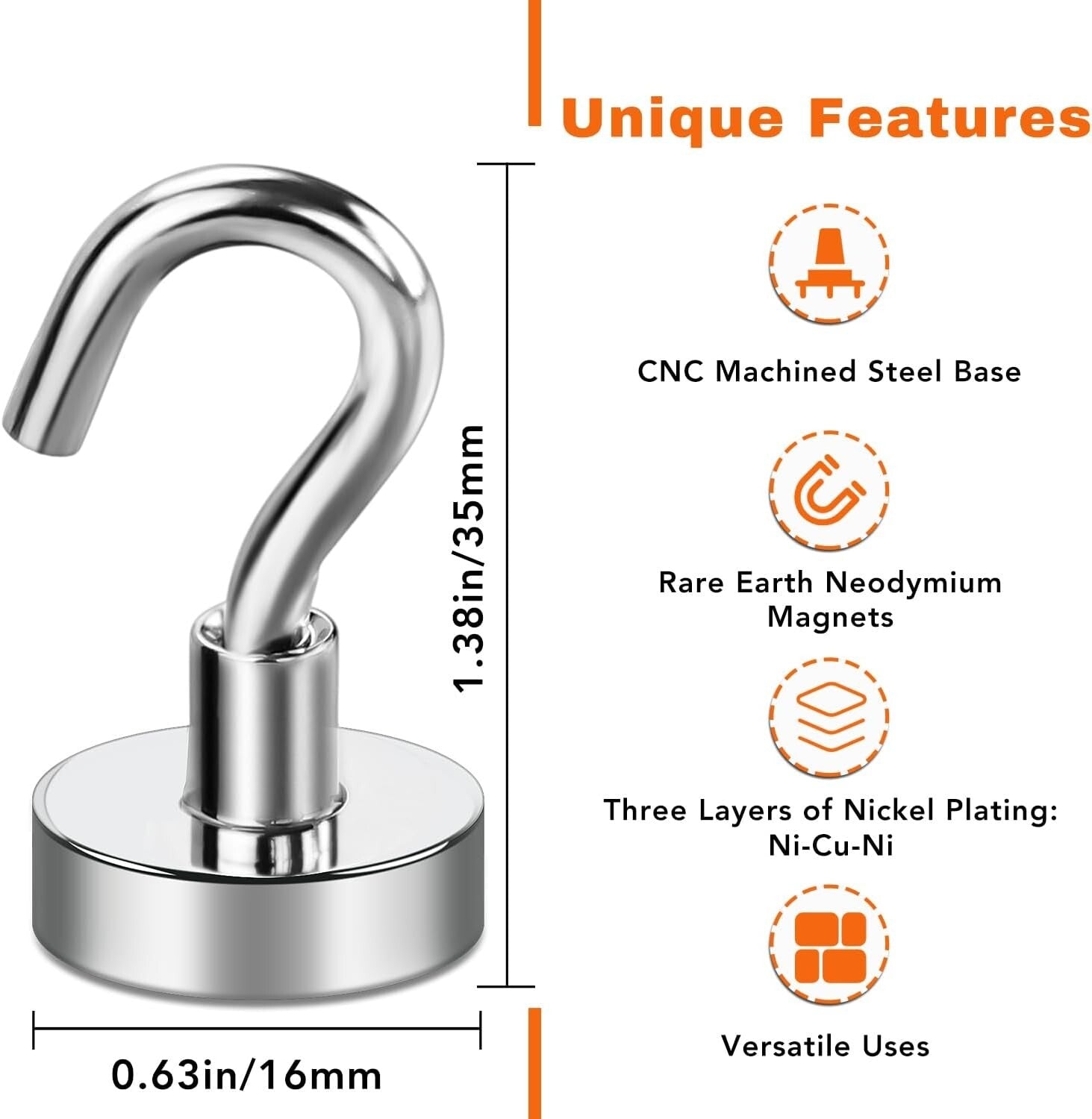 30LB Heavy-Duty Neodymium Magnetic Hooks - 120 Pack for Ultimate Organization