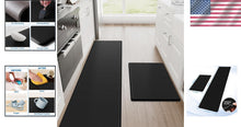 Load image into Gallery viewer, Black Non-Slip Anti-Fatigue Kitchen Mats Set - 17.3"x30" &amp; 17.3"x70" for Comfort